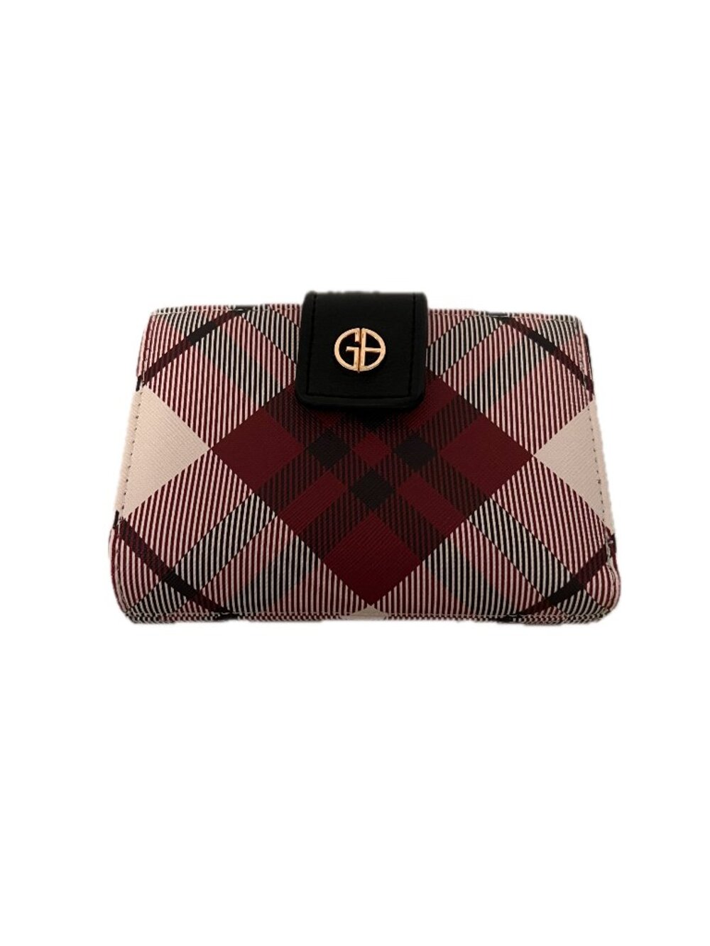 Giani Bernini Plaid Framed Indexer Wallet | Red Black Tan | Saffiano | Macy’s